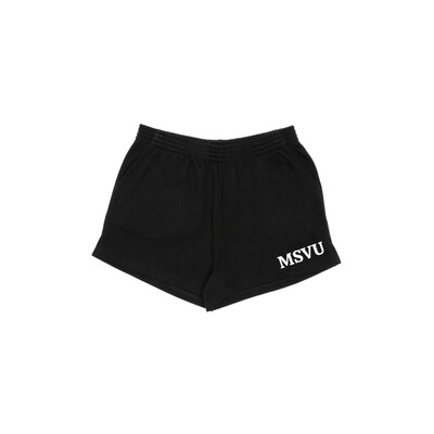 Msvu Black Ladies Sweatshorts -Mid-Rise & 3" Inseam - Black